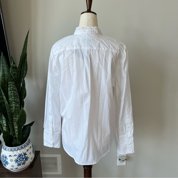 NWT! J. Crew Lace-front button-down poplin shirt - White - Picture 7 of 10